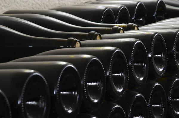 Bottles aging in the cellar