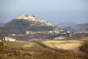 A view over the valley and a hilltop village