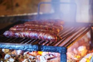 Sausages on the grill for lunch