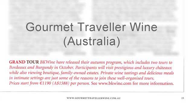 Gourmet Traveller Wine on BKWine