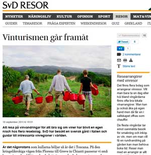 Wine tourism making progress, BKWine in Svenska Dagbladet