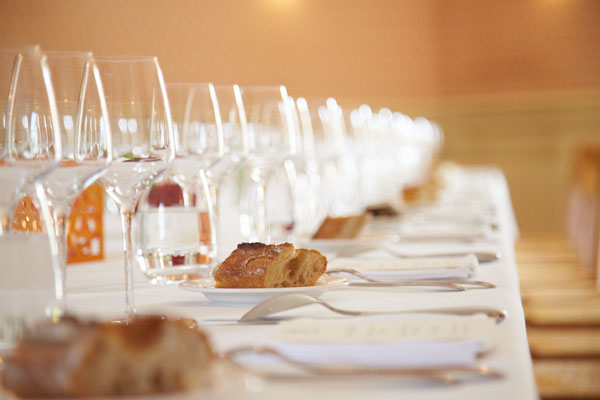 Lunch table set at the chateau