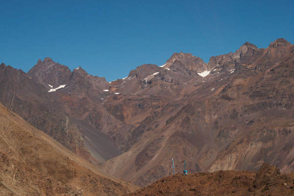 The snow capped mountain tops of the Andes