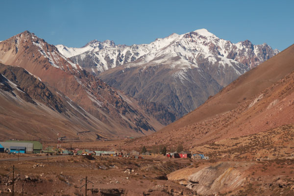 The snow capped mountain tops of the Andes