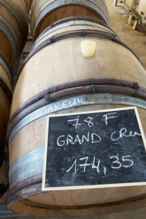 A grand cru wine in barrel at Champagne Benoit Marguet