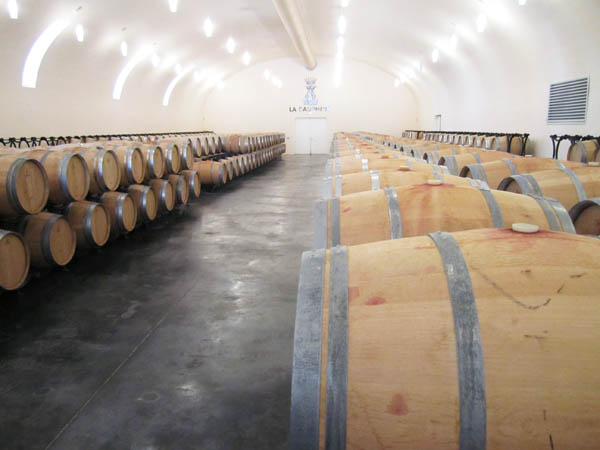 The barrel cellar at Chateau Dauphine in Bordeaux