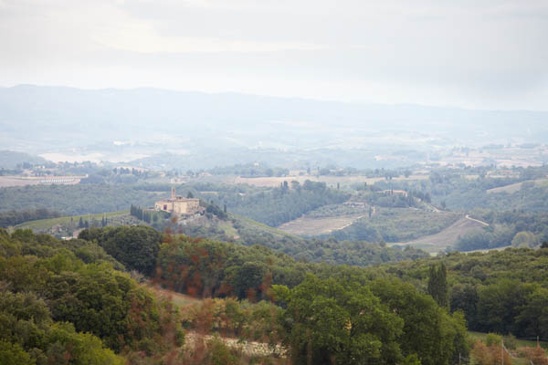 A view over the landscape around San Gimignano