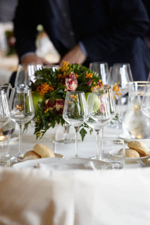 The table is set for lunch at the winery