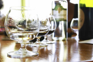 Snifter glass with clear grappa