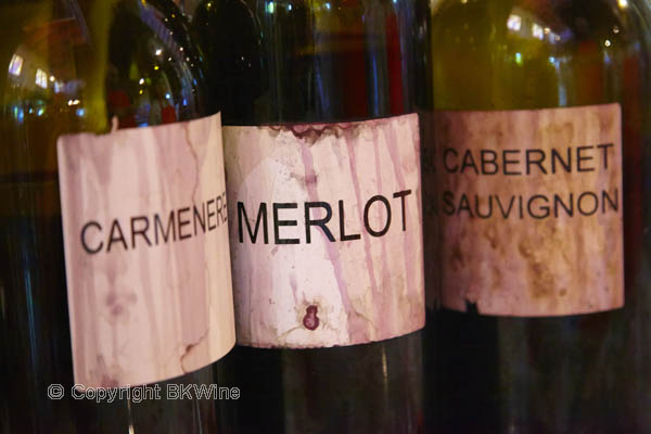 Carmenere, merlot, cabernet sauvignon samples