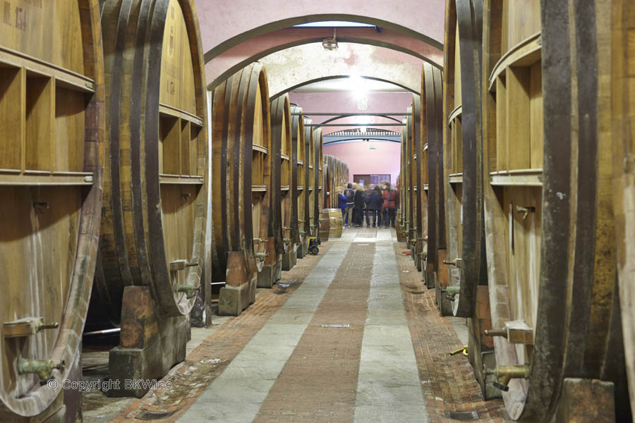 Old oak vats in a wine cellar in Piedmont