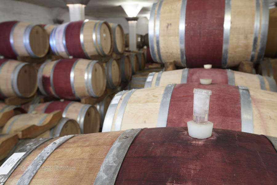 Wine in barrels at Rickety Bridge, Franschhoek, South Africa