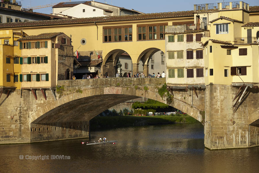 Rowers under the Ponte Vecchio in Florence