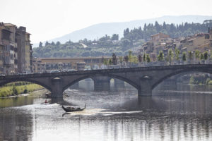 A gondola on the Arno River in Florence