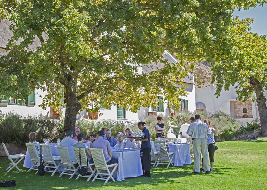 Pick-nick in the garden at Rickety Bridge Winery in Franschhoek, South Africa