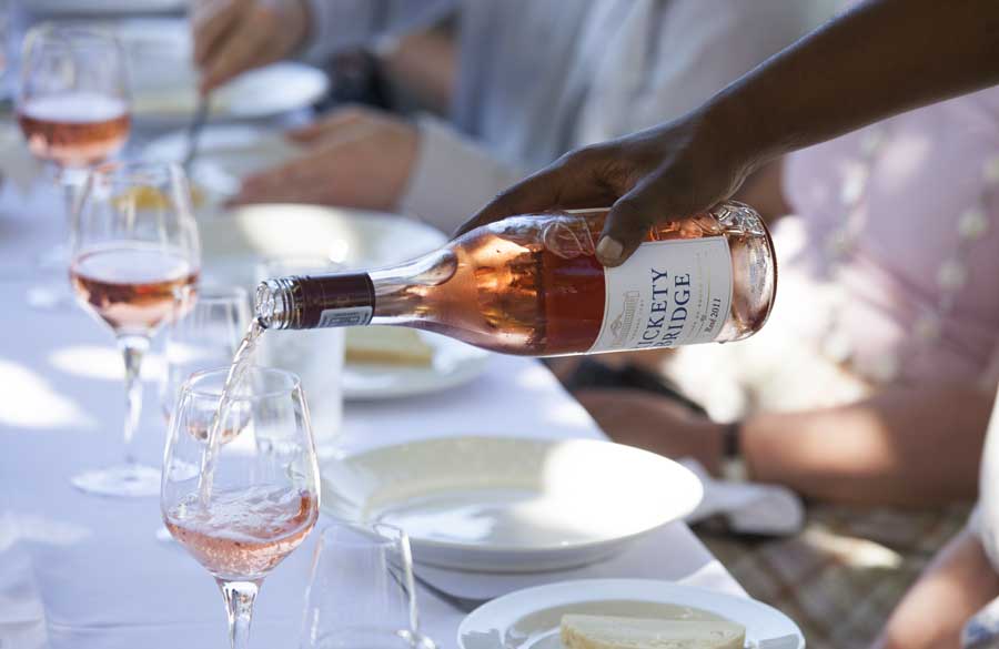 Tasting rosé wine at Rickety Bridge Winery in Franschhoek in South Africa