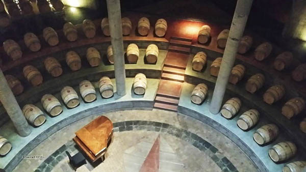 The barrel cellar with grand piano, Bodega Salentein