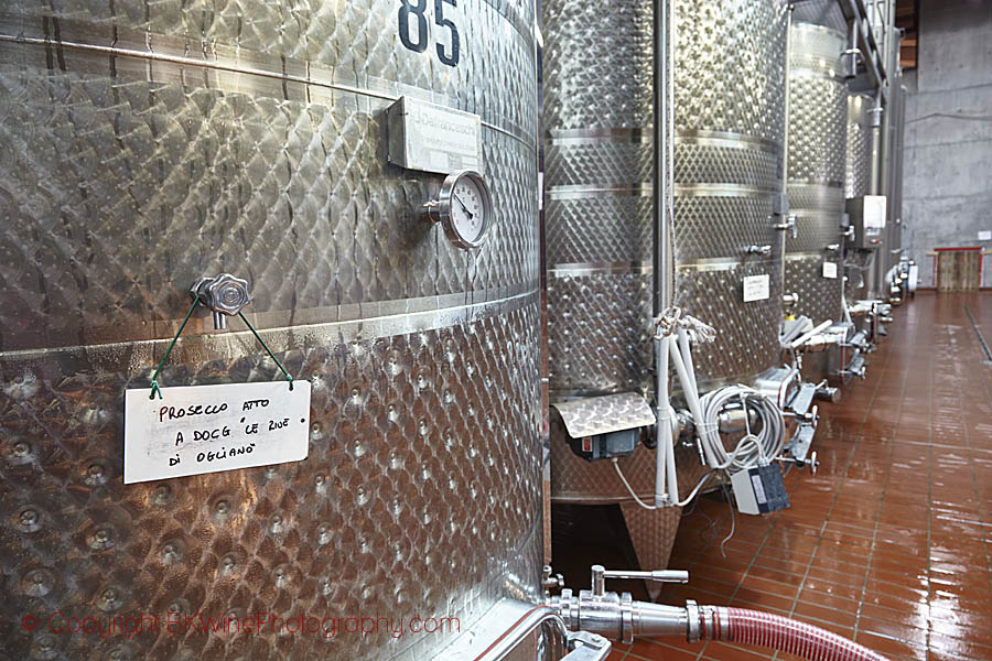 Prosecco fermenting in the wine cellar