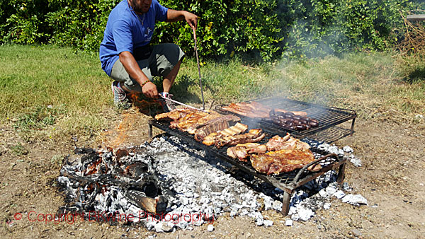 Preparing lunch at Bodegas Alpamanta, Mendoza