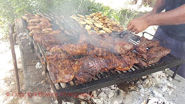 Preparing lunch at Bodegas Krontiras, Mendoza