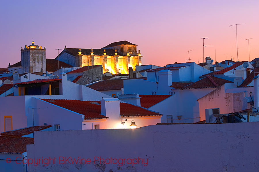 The cathedral and the rooftops in Evora, Alentejo