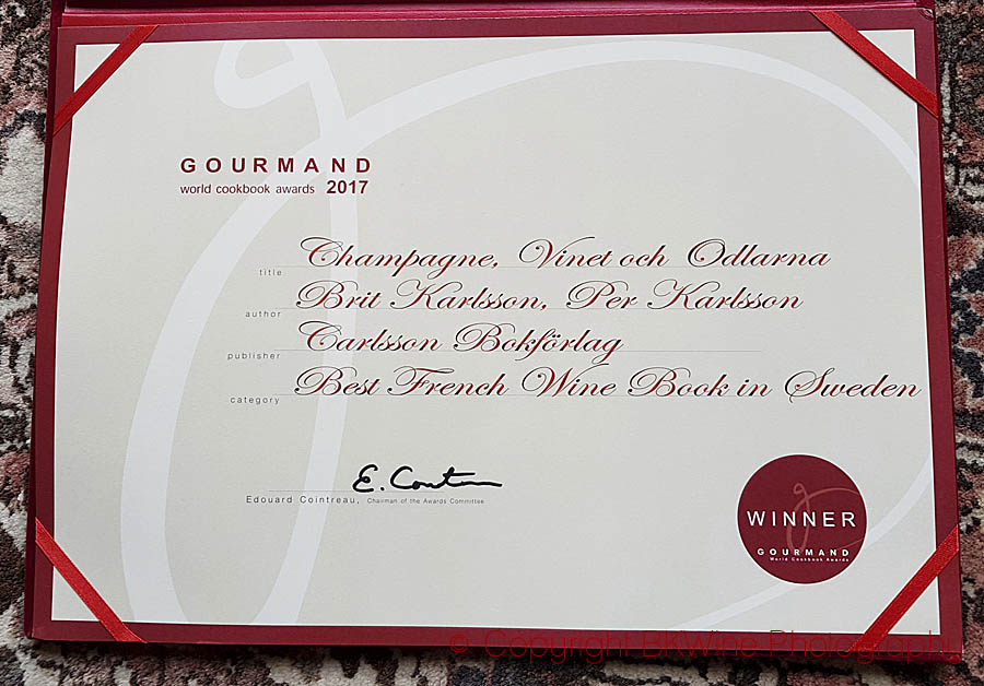 The Champagne book award certificate, Gourmand International
