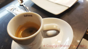A cup of cafe solo in a bar in Spain