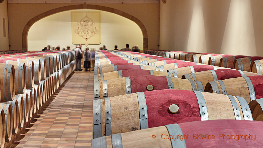 In the barrel cellar at a prestigious Bordeaux chateau