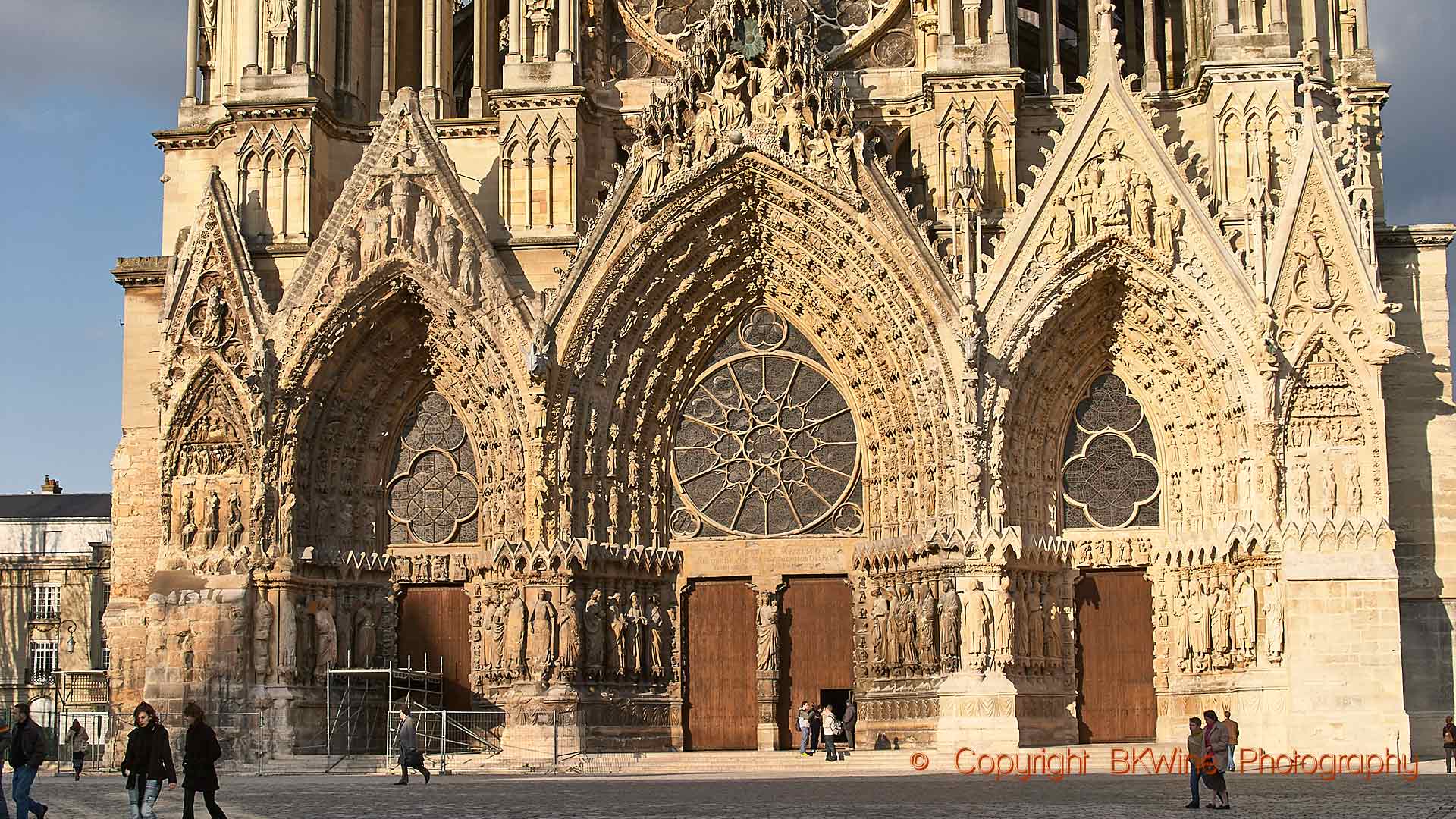 The magnificent cathedral in Reims in Champagne