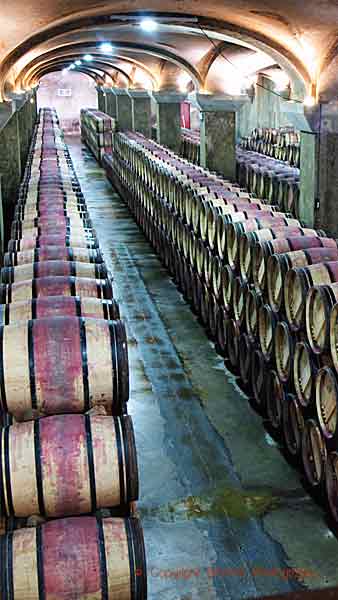 A barrel cellar in a chateau in Bordeaux