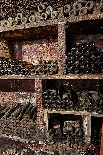 Old bottles in the cellar in Burgundy