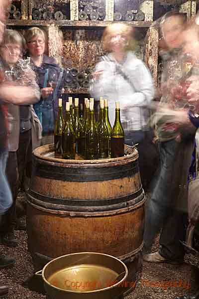 Tasting wine in the cellar in Burgundy