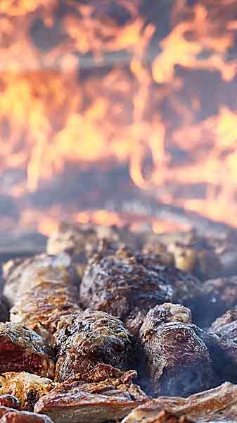 Asado, barbecue, is one of the favourite meals in Argentina and Chile