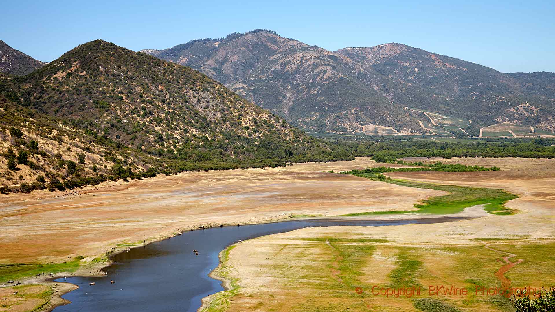 A river landscape in Colchagua, Chile