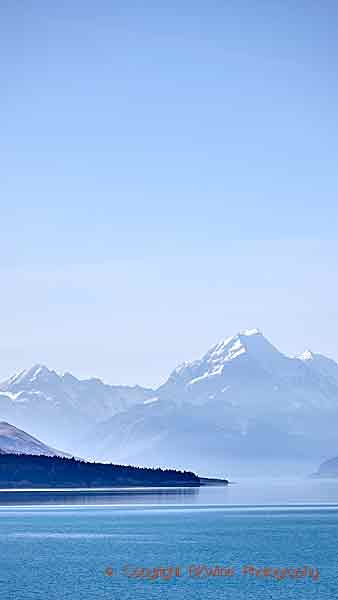 A view of Mount Cook over Lake Pukaki