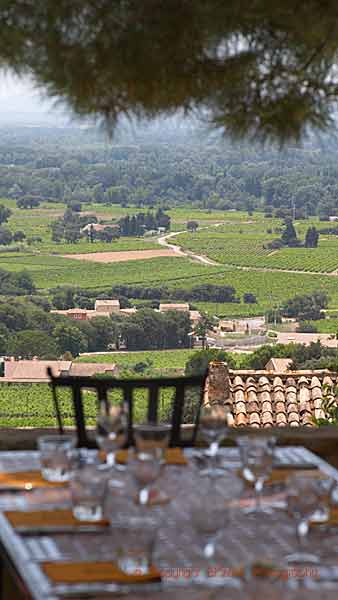 Table set for lunch among the vineyards in the Rhone Valley