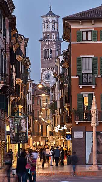 In the evening Verona is a bustling and lively city