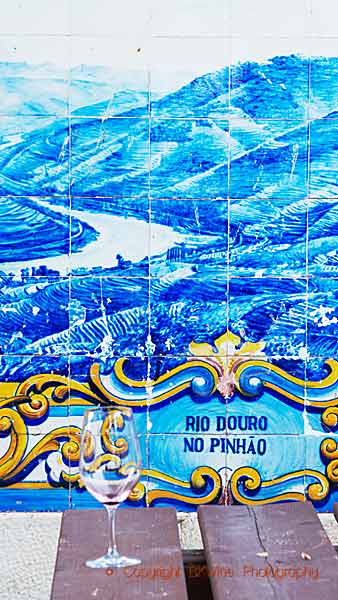 Blue azulejos at the train station in Pinhao