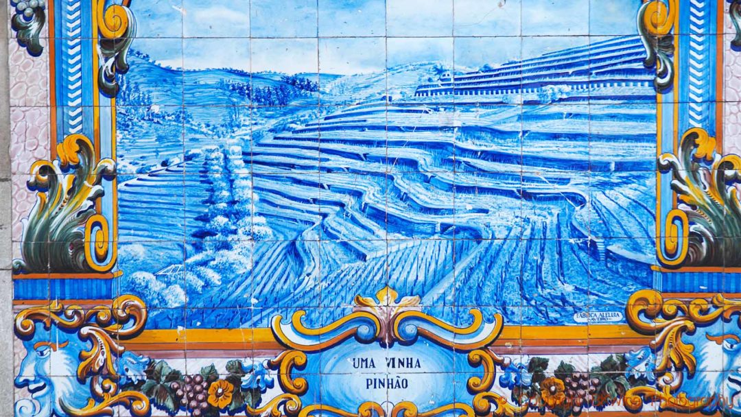Blue azulejos at the train station in Pinhao