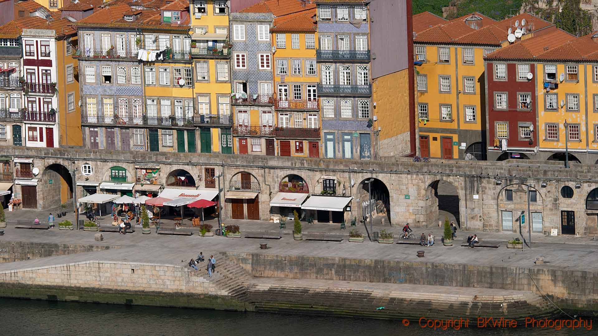 Colourful houses in the old part of Porto along the Douro River
