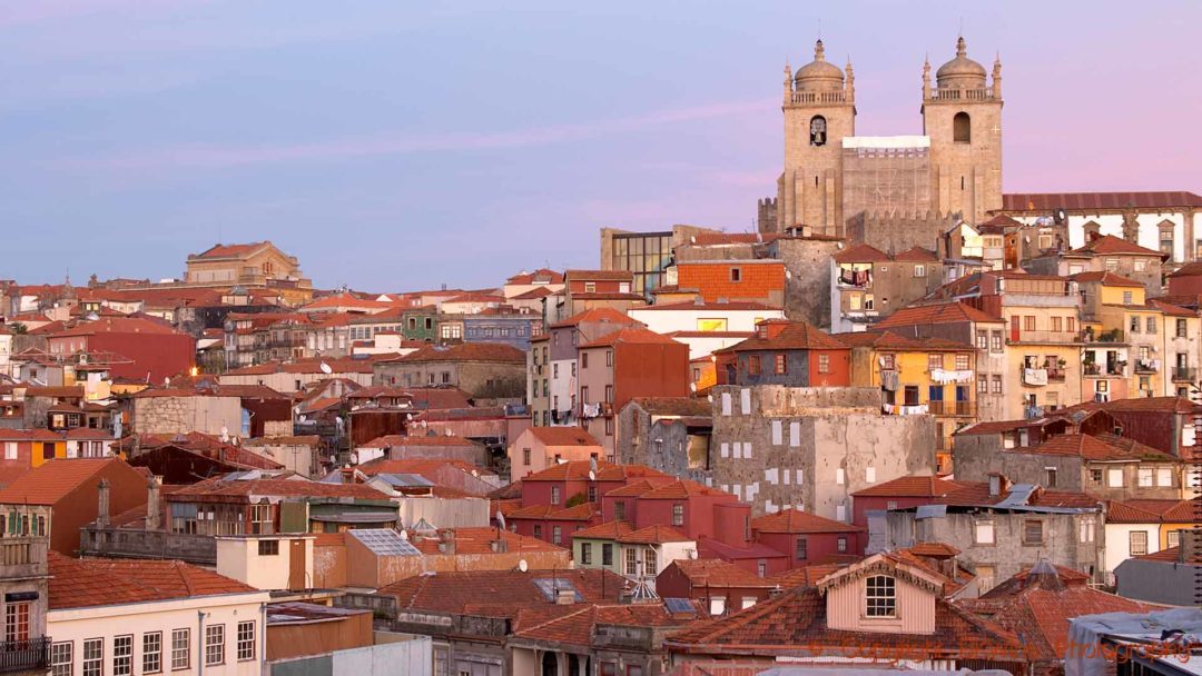 The cathedral in Porto and rooftops