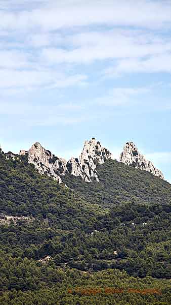 The Dentelles de Montmirail mountains in the Rhone Valley