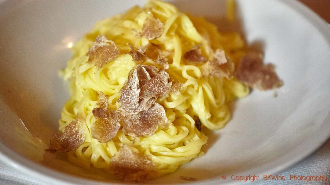 Pasta with plenty of fresh white truffles shavings in Piedmont