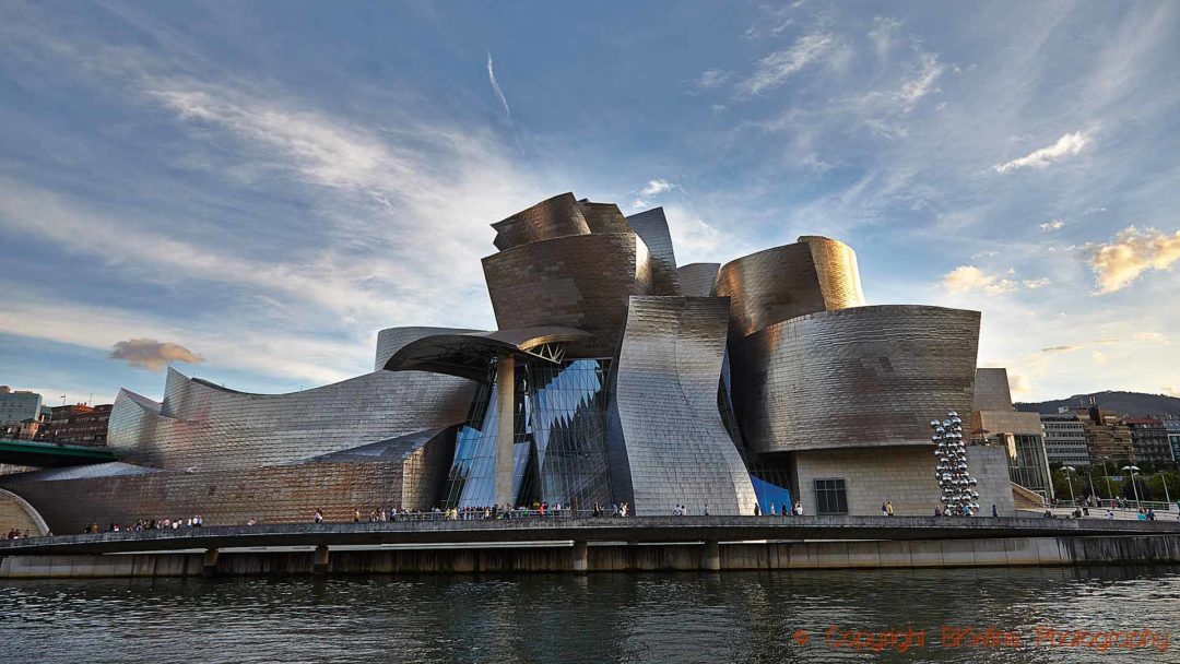 The Guggenheim museum in Bilbao with its glittering geometric shapes