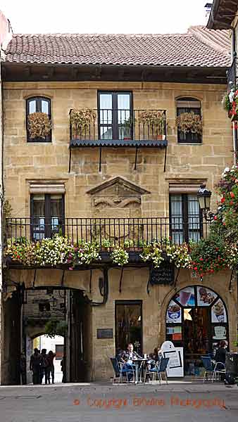 Taking a pause at a café in an old village in Rioja