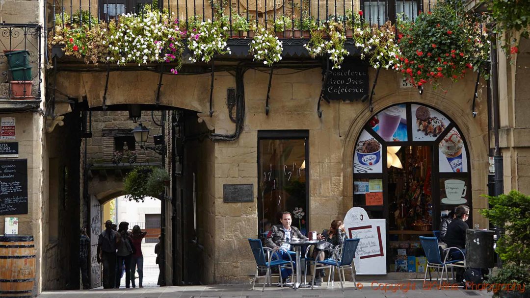 Taking a pause at a café in an old village in Rioja