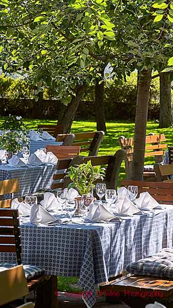 A table set for lunch and wine at a winery in Austria