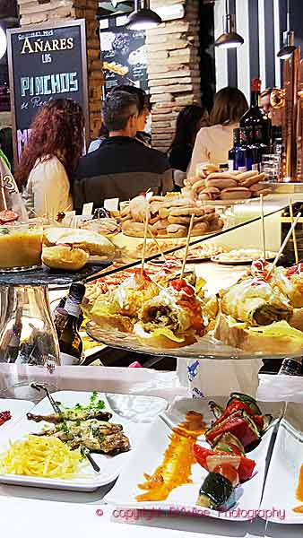 Tapas in a typical Spanish wine bar, goes well with a glass of wine
