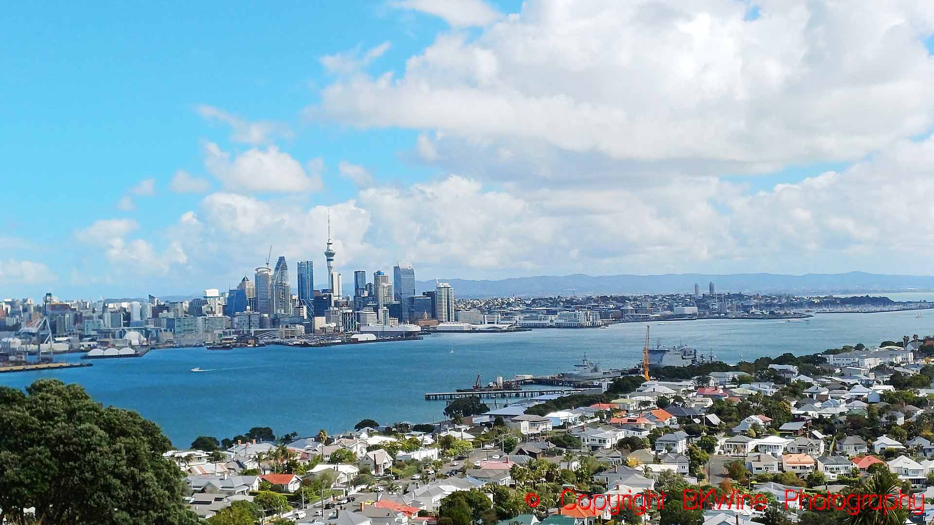 A view over Auckland from one of the volcano hills, New Zealand