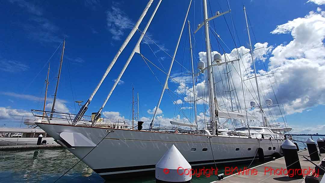 A luxury sailing yacht in the Auckland harbour, New Zealand